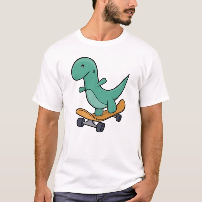 Camiseta Dinossauro Brincalhão em Skate (Frente)