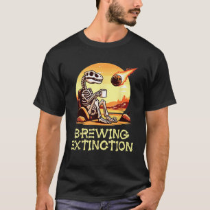 Camiseta Dinossauro Café Humor Meteor Emoção Extinção Fu