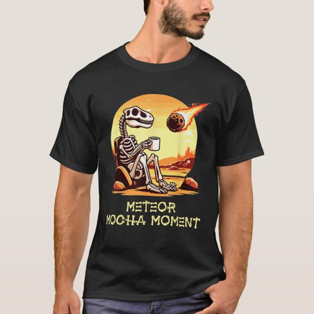 Camiseta Dinossauro Café Meteor Mocha Momento Engraçado Ext (Frente)