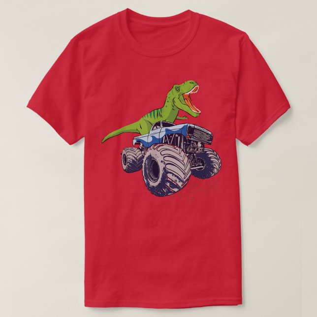 Camiseta Dinossauro Caminhão Monstro Patriótico Meninos e G (Frente do Design)