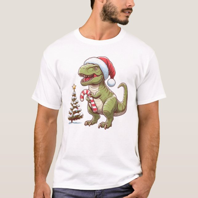 Camiseta Dinossauro candi doce de Natal (Frente)