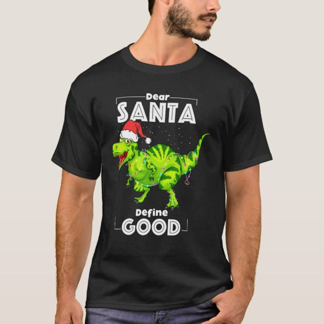 Camiseta Dinossauro Caros Papais noeis Define Boas Luzes De (Frente)