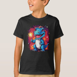 Camiseta Dinossauro com Aniversário em Vigor 4 de julho Cac