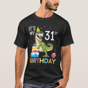 Camiseta Dinossauro com bolo É o meu 31º aniversário feliz 