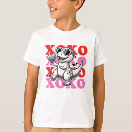 Camiseta Dinossauro Com Padrão Xoxo Para Dia de os namorado