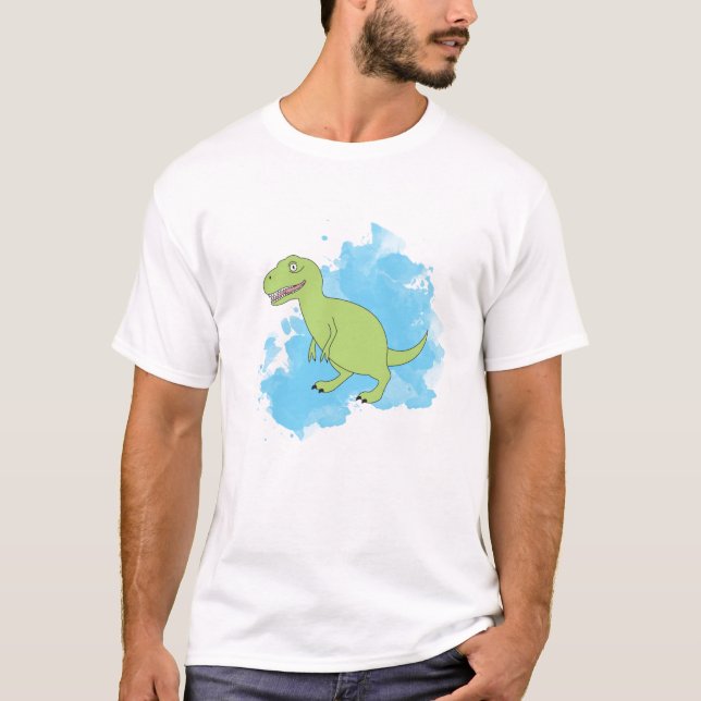 Camiseta Dinossauro com Tinta Azul (Frente)