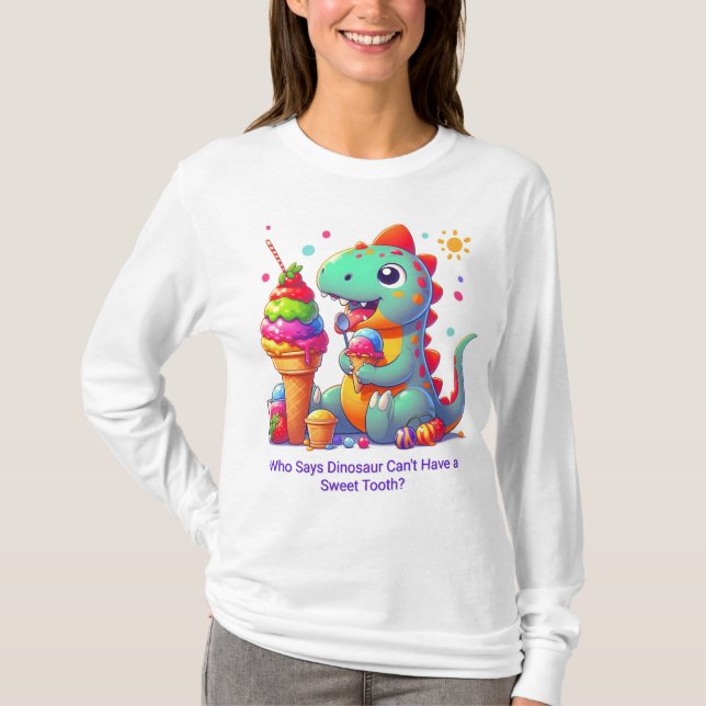 Camiseta Dinossauro Comendo Gelado-Gelado (Frente)