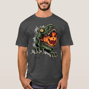 Camiseta Dinossauro Comendo Jack-o-lanterno