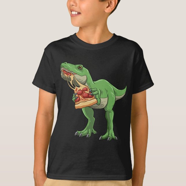 Camiseta Dinossauro Comendo Pizza T-Rex Pizza Amantes Pizza (Frente)