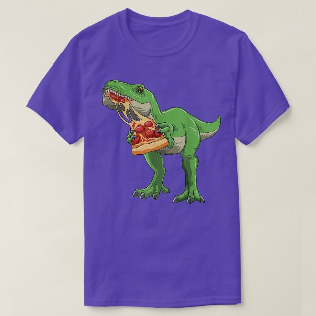 Camiseta Dinossauro Comendo Pizza TRex Pizza Pizzasauru (Frente do Design)
