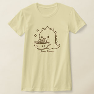 Camiseta Dinossauro Comendo Ramen Noodles Personalizado Kaw
