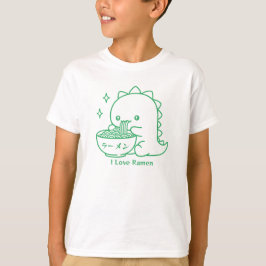 Camiseta Dinossauro Comendo Ramen Noodles Personalizado Kaw