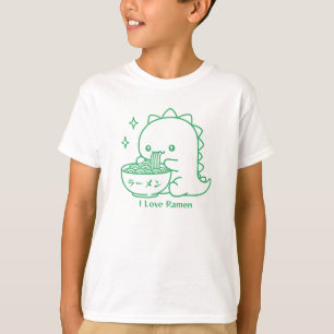 Camiseta Dinossauro Comendo Ramen Noodles Personalizado Kaw