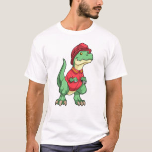 Camiseta Dinossauro como Bombeiro com capacete de Fogo