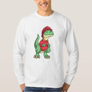 Camiseta Dinossauro como Bombeiro com capacete de Fogo