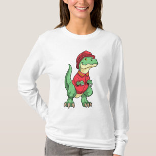 Camiseta Dinossauro como Bombeiro com capacete de Fogo