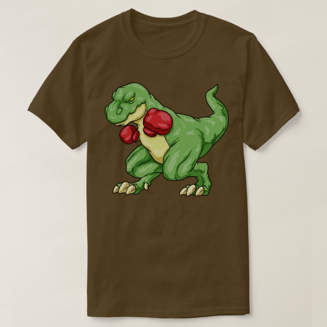 Camiseta Dinossauro como boxeador com luvas de boxe (Frente do Design)