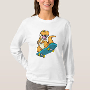 Camiseta Dinossauro como Patinador com skate