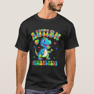 Camiseta Dinossauro Conscientização do Autismo Colorido Que