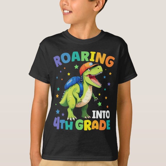 Camiseta Dinossauro Da 4ª Série T Rex De Volta À Escola (Frente)