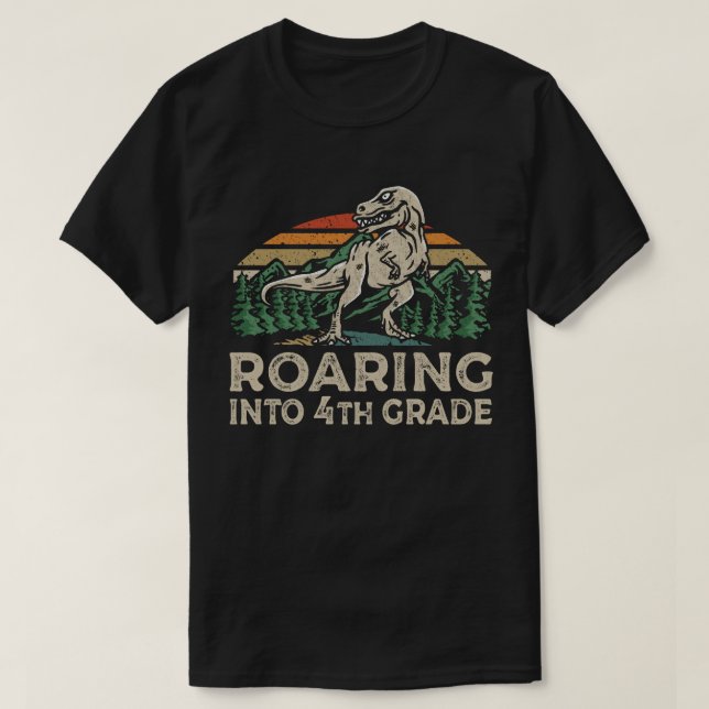 Camiseta Dinossauro Da 4ª Série T Rex De Volta À Escola (Frente do Design)