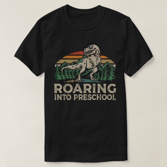Camiseta Dinossauro Da Pré-Escola Arrastando T Rex De Volta (Frente do Design)