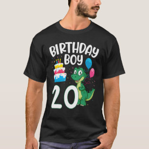 Camiseta Dinossauro Dança Balões Bolo Feliz Aniversário 20