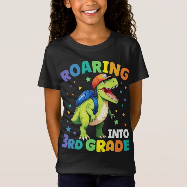 Camiseta Dinossauro De 3º Grau T Rex De Volta À Escola (Frente)