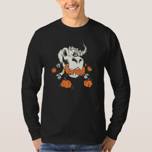 Camiseta Dinossauro de Abóbora Esqueleto de Halloween