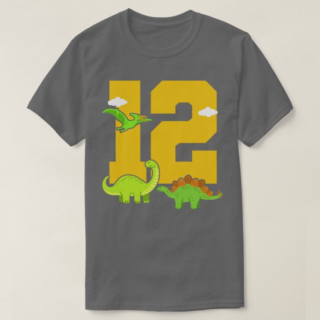 Camiseta Dinossauro de Aniversário 12 (Frente do Design)