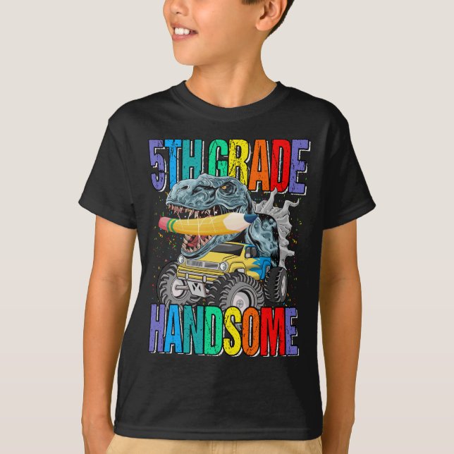 Camiseta Dinossauro de Caminhão Monstro de Grau 5 (Frente)