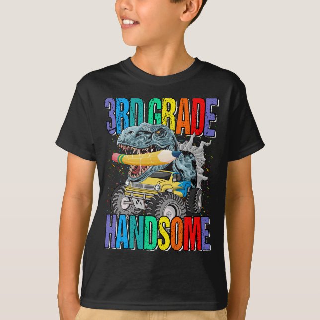 Camiseta Dinossauro de Caminhão Simpático de 3º Grau (Frente)