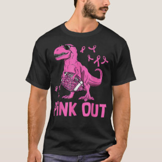 Camiseta Dinossauro de Cancer de Mama Rosa De Futebol Friso