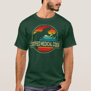Camiseta Dinossauro de Codificador Médico Certificado