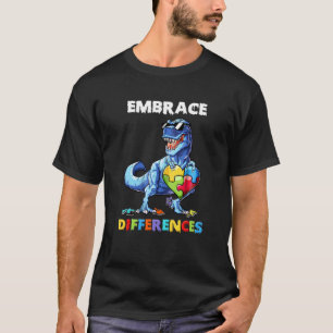 Camiseta Dinossauro de Conscientização do Autismo Abrace Di
