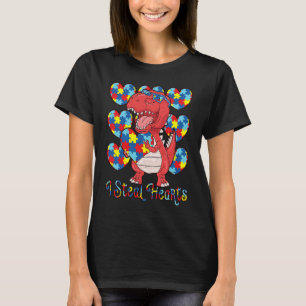 Camiseta Dinossauro de Conscientização do Autismo Eu Roubo