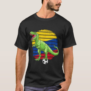 Camiseta Dinossauro de Futebol Trex Bandeira da Colômbia Me