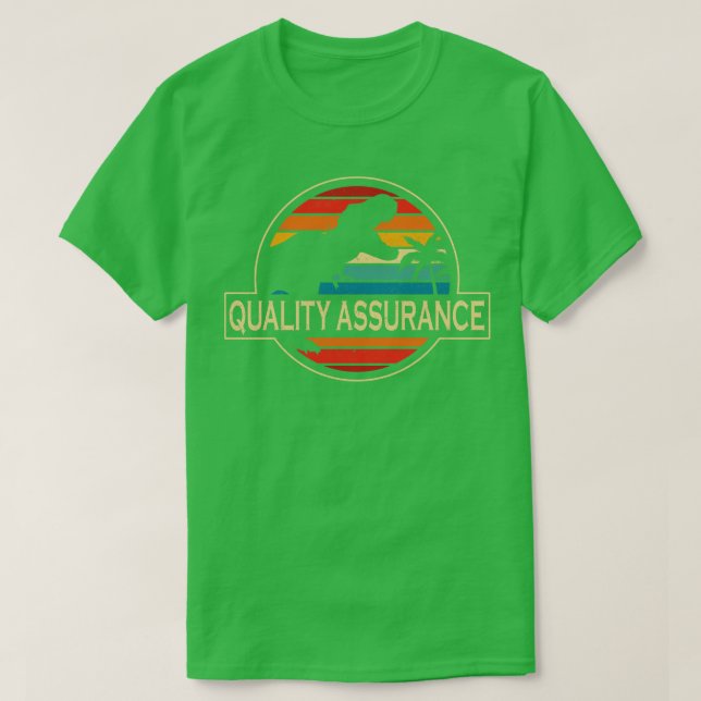 Camiseta Dinossauro de Garantia de Qualidade (Frente do Design)