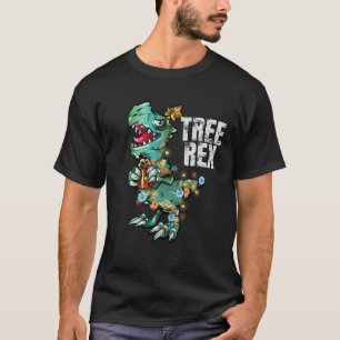 Camiseta Dinossauro De Natal Rex Embalado Em Luzes X-Mas