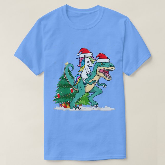 Camiseta Dinossauro de Natal T-Rex para Papais noeis Bonito (Frente do Design)
