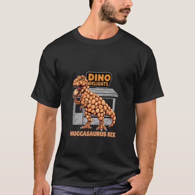 Camiseta Dinossauro de Nugget de Frango T Rex Nuggasaurus R (Frente)