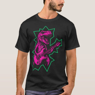 Camiseta Dinossauro de Rock And Roll Tocando Guitarra Punk