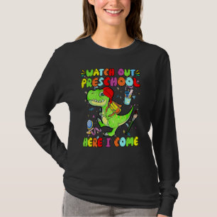 Camiseta Dinossauro De Volta À Escola Assista À Pré-Escola