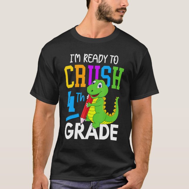 Camiseta Dinossauro de volta à escola Estou pronto para esm (Frente)