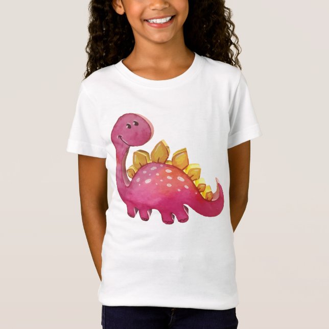 Camiseta Dinossauro delicada Rosa acidente geográfico (Frente)