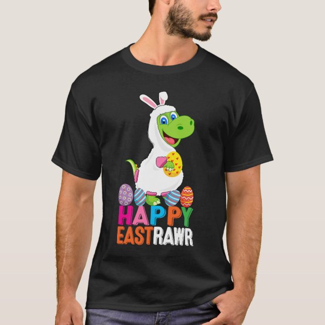 Camiseta Dinossauro Dia da Páscoa Célula de Ovos Feliz Este (Frente)