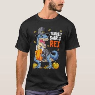 Camiseta Dinossauro Dia de Ação de Graças Meninos Peru Saur
