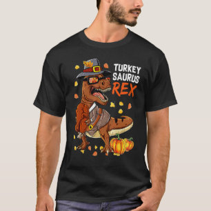 Camiseta Dinossauro Dia de Ação de Graças Meninos Peru Saur