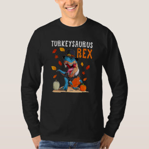 Camiseta Dinossauro Dia de Ação de Graças Meninos Peru Saur