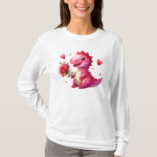 Camiseta Dinossauro Dia de os namorados bonito